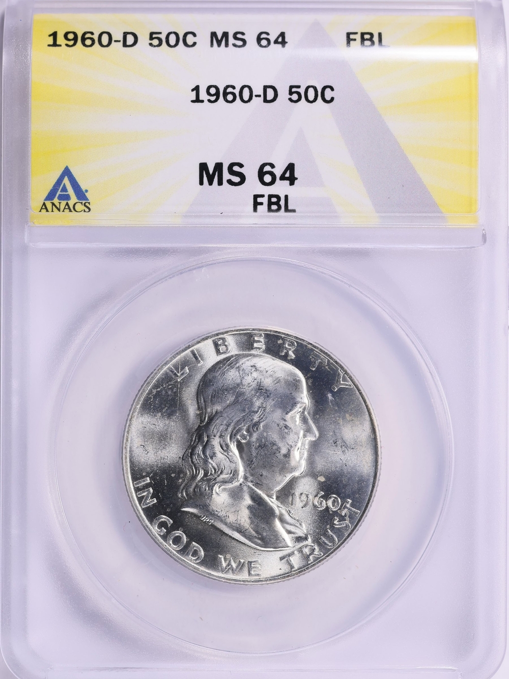 Recollections Silver-Tone 1960-D Franklin Half Dollar MS64 FBL